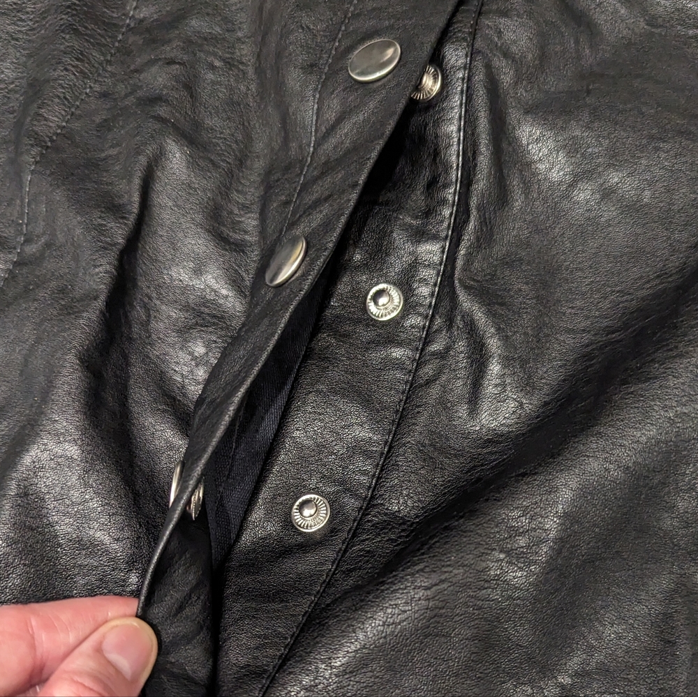 NWOT Vegan Leather A-Line Skirt with Snap Closure - Picture 4 of 9